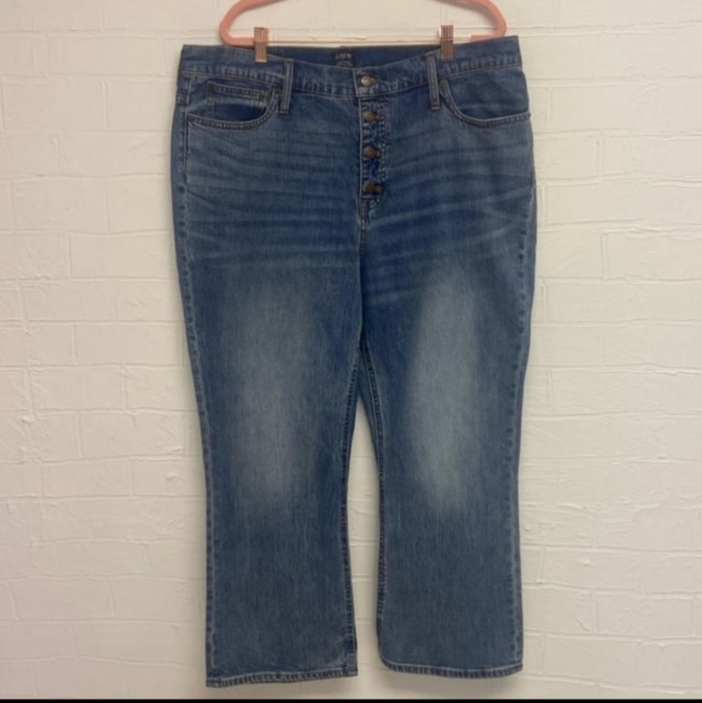 J. Crew Jeans, Medium Wash, Size 34, High Rise, Button Front, Cropped Jean. New